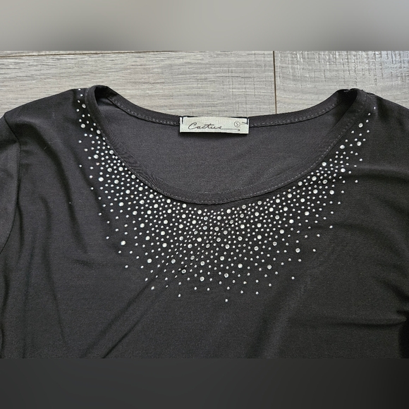 Cactus 2 Two Piece Black Leggings & Long Sleeve Rhinestone Top Lot Small - Picture 4 of 12